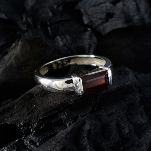 Garnet Solitaire Japanese Silver Red Gemstones Whisper thin Trendy Ring Jewelry