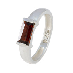 Garnet Solitaire Japanese Silver Red Gemstones Whisper thin Trendy Ring Jewelry