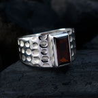 Garnet Solitaire Indian 925 Silver Red Gemstones Minimal Romantic Ring Jewelry