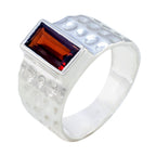 Garnet Solitaire Indian 925 Silver Red Gemstones Minimal Romantic Ring Jewelry