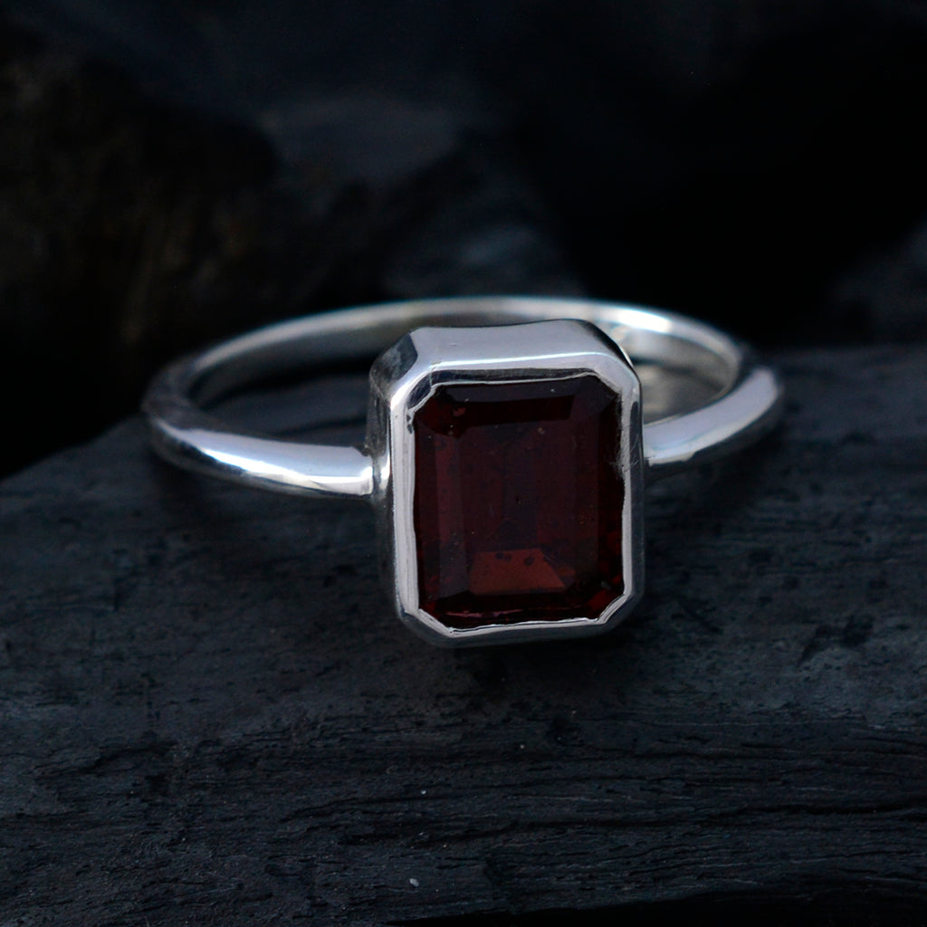 Garnet Solitaire Japanese Sterling Silver Red Gems Dainty Abstract Ring Jewelry
