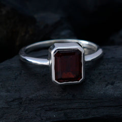 Garnet Solitaire Japanese Sterling Silver Red Gems Dainty Abstract Ring Jewelry