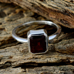 Garnet Solitaire Japanese Sterling Silver Red Gems Dainty Abstract Ring Jewelry