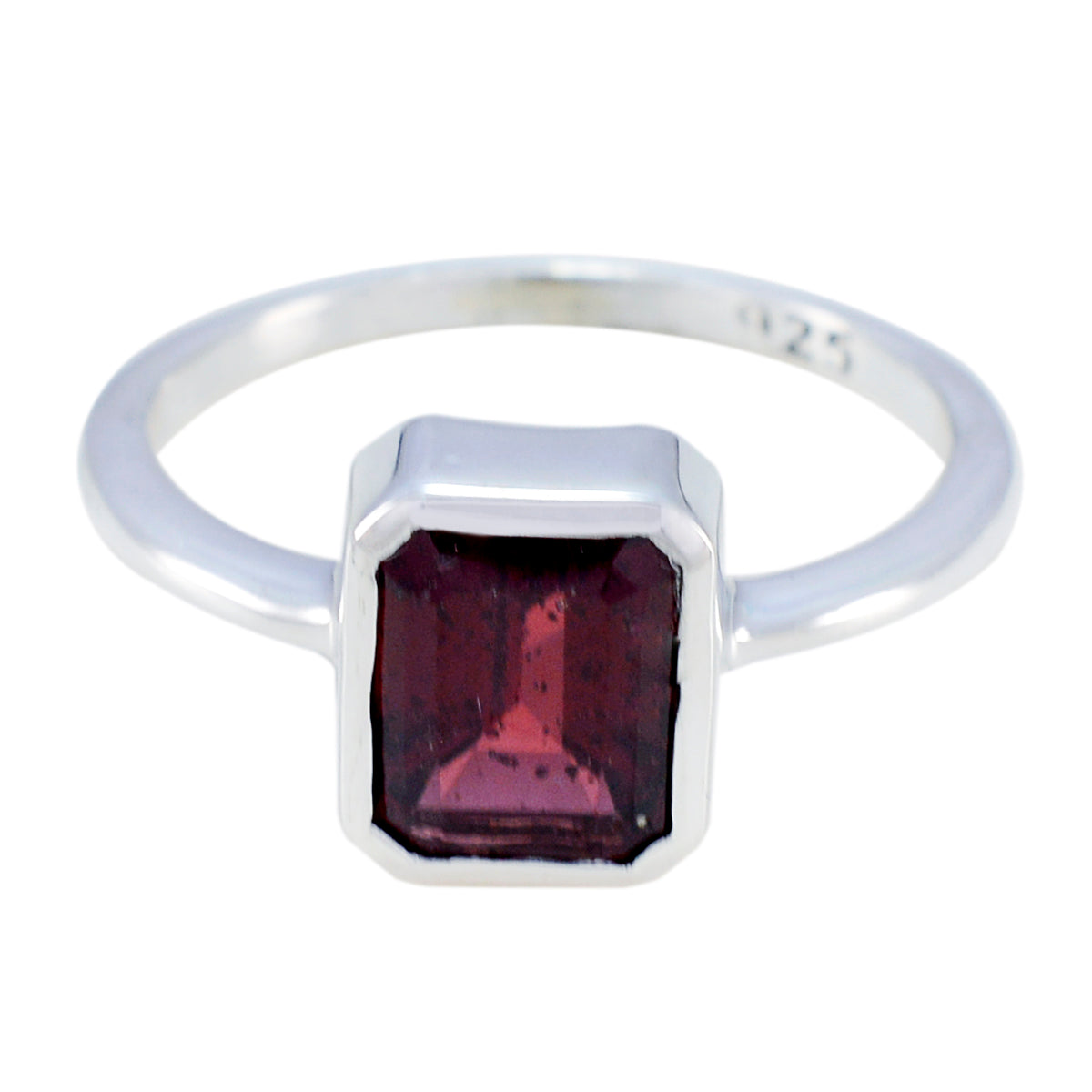 Garnet Solitaire Japanese Sterling Silver Red Gems Dainty Abstract Ring Jewelry Image principale du produit