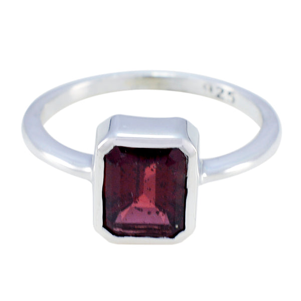 Granat Solitär Japanisches Sterling Silber Rote Edelsteine Zierlicher abstrakter Ring Schmuck