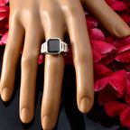 Garnet Solitaire Russian 92.5 Silver Red Gemstones Mid weight Signet Ring Jewelry