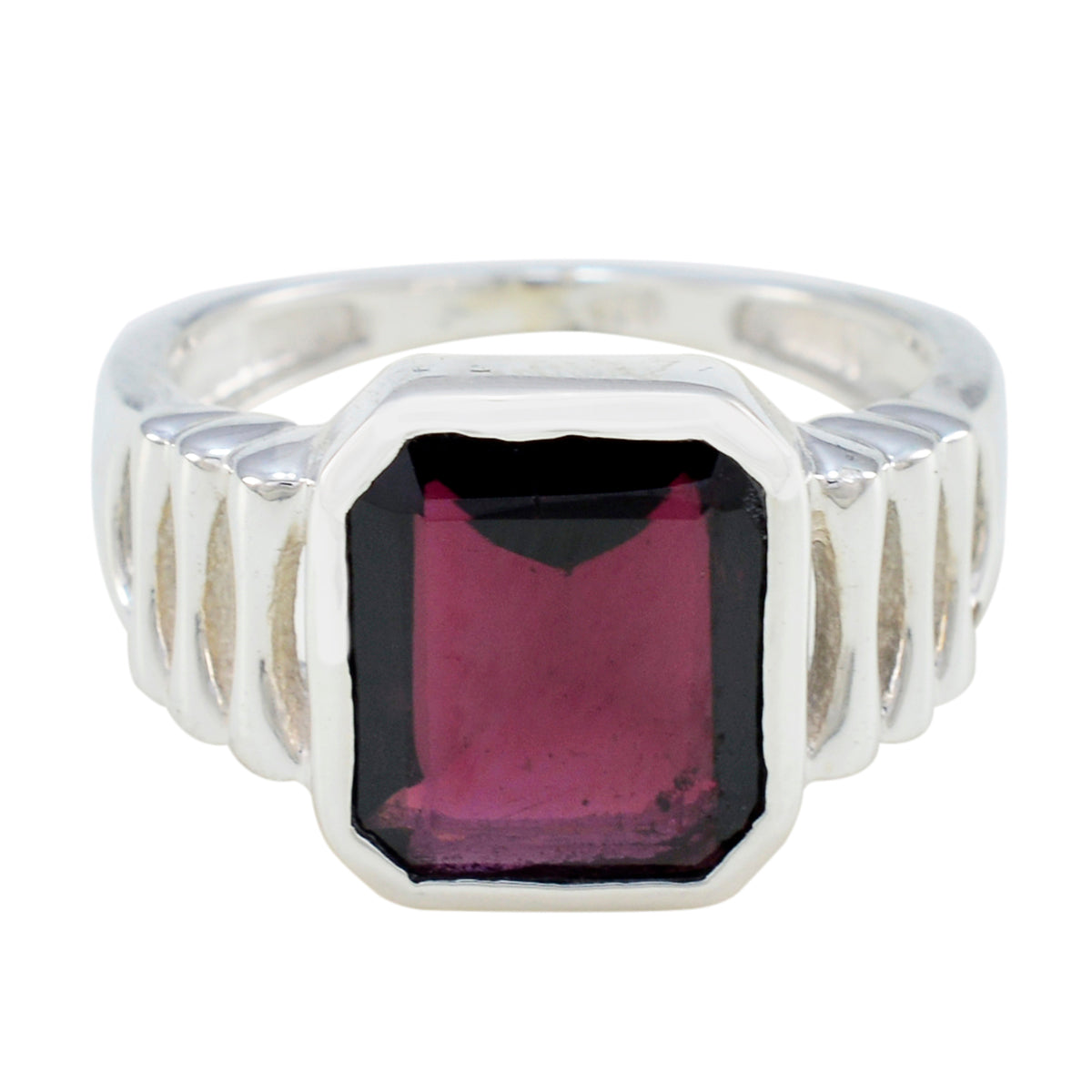 Garnet Solitaire Russian 92.5 Silver Red Gemstones Mid weight Signet Ring Jewelry Главное изображение товара