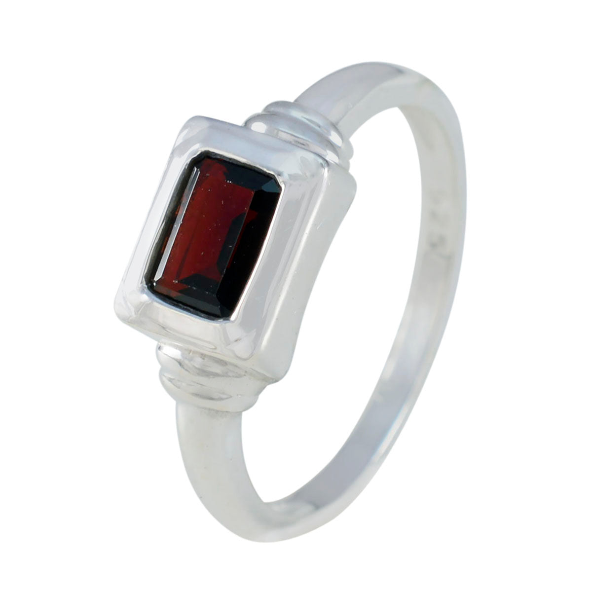 Garnet Solitaire Japanese Silver Red Gems Whisper thin Abstract Ring Jewelry