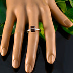 Garnet Solitaire Japanese 925 Silver Red Gemstones Dainty Contemporary Ring Jewelry