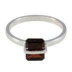 Garnet Solitaire Japanese 925 Silver Red Gemstones Dainty Contemporary Ring Jewelry
