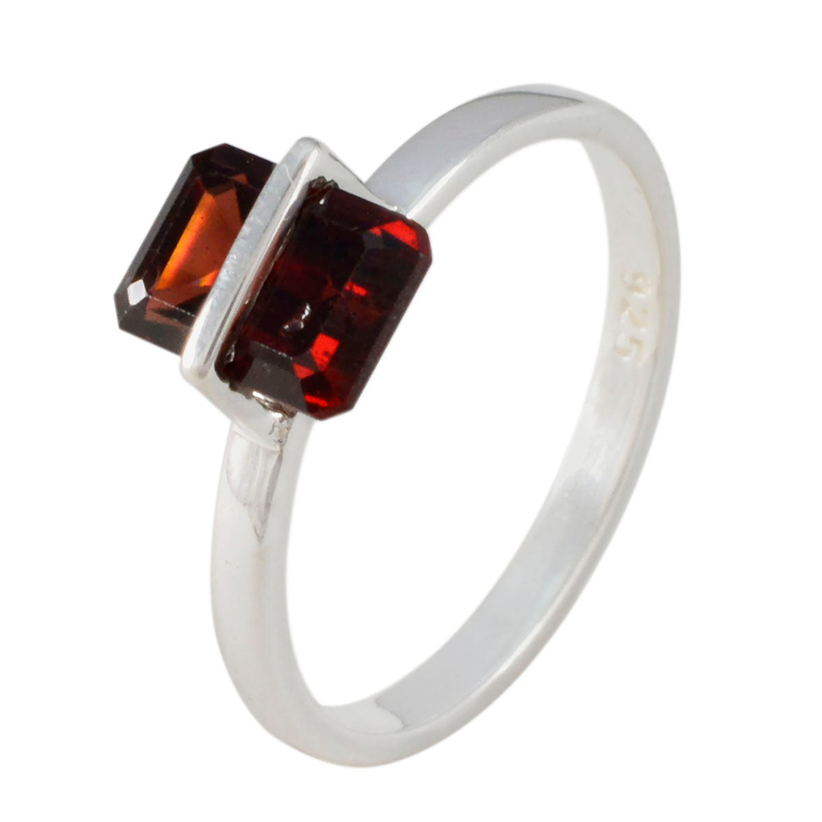 Garnet Solitaire Japanese 925 Silver Red Gemstones Dainty Contemporary Ring Jewelry