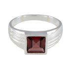 Garnet Solitaire Moroccan Sterling Silver Red Gemstone Classic Feminine Ring Jewelry