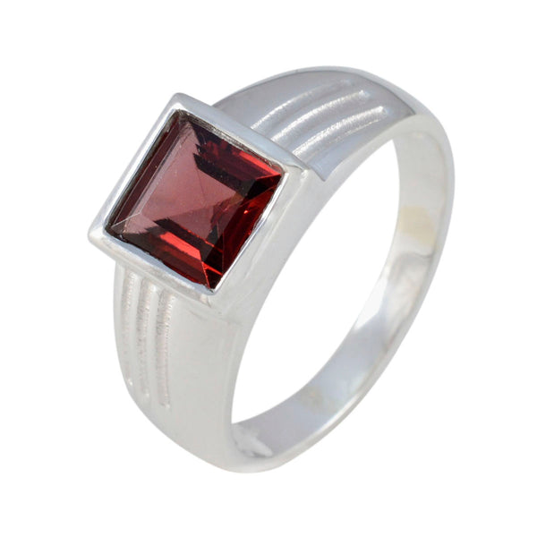 Garnet Solitaire Moroccan Sterling Silver Red Gemstone Classic Feminine Ring Jewelry