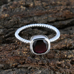 Garnet Solitaire Turkish Silver Red Gems Dainty Sophisticated Ring Jewelry
