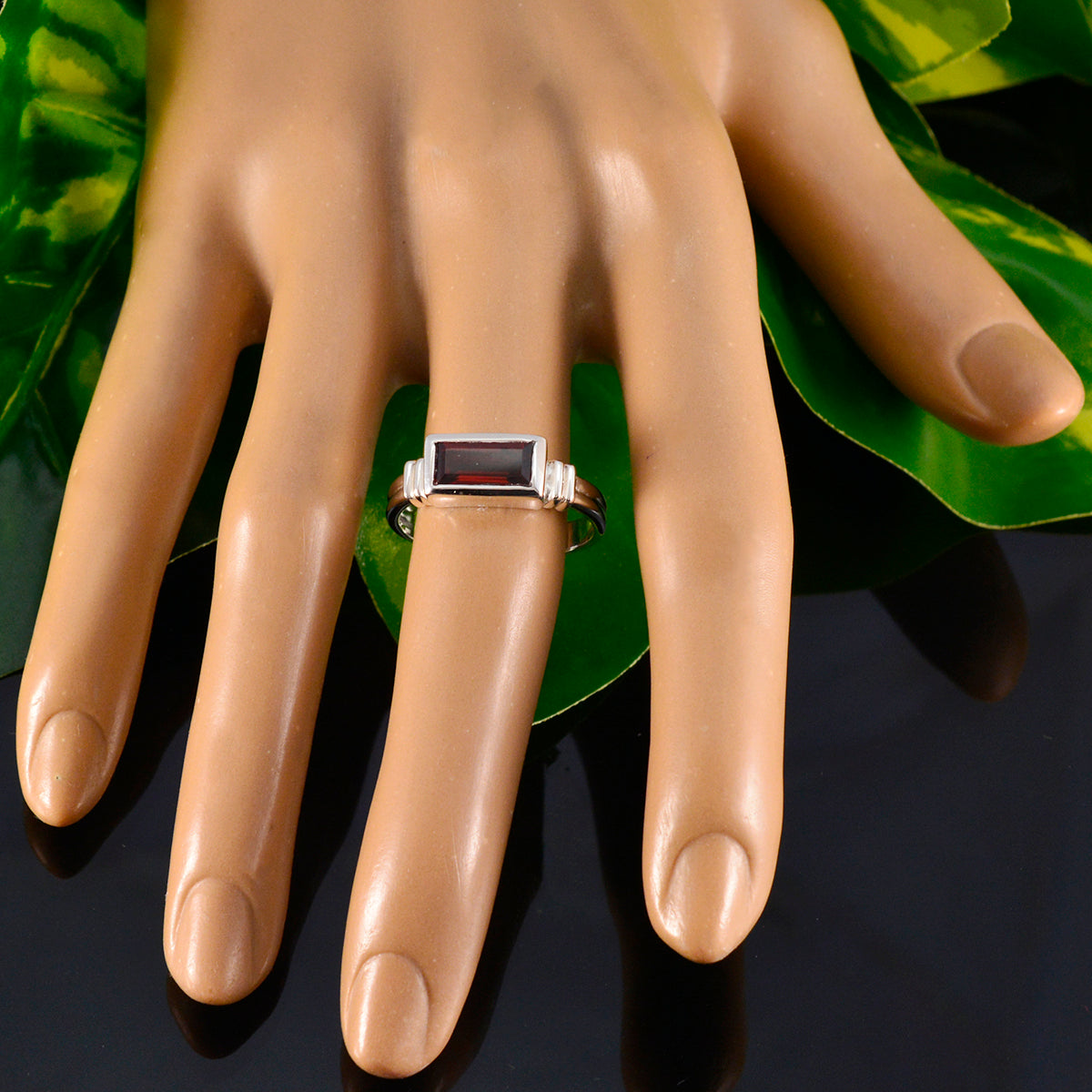 Garnet Solitaire Moroccan 925 Silver Red Gems Minimal Boho Ring Jewelry