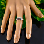 Garnet Solitaire Moroccan 925 Silver Red Gems Minimal Boho Ring Jewelry