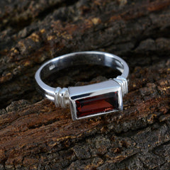 Garnet Solitaire Moroccan 925 Silver Red Gems Minimal Boho Ring Jewelry