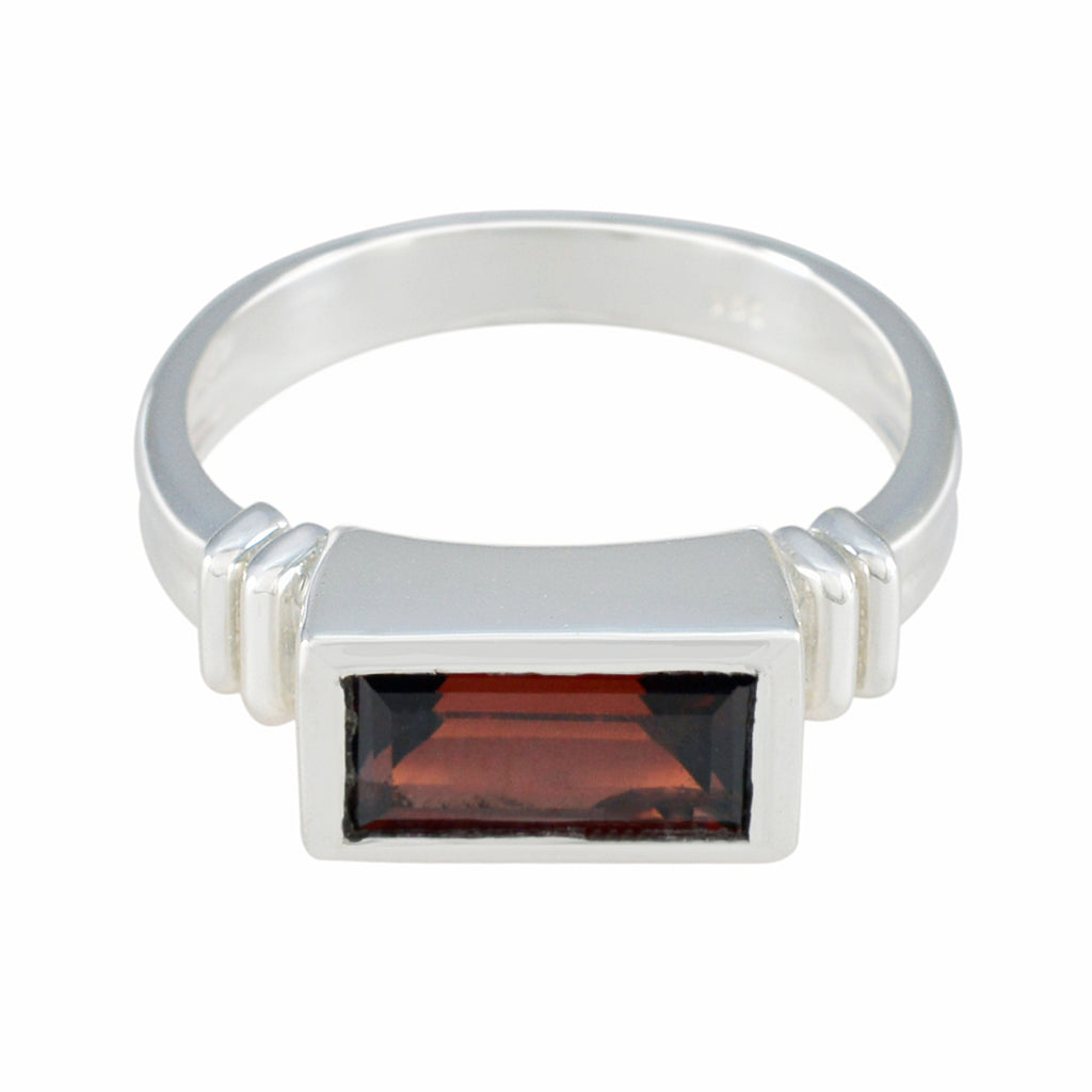 Garnet Solitaire Moroccan 925 Silver Red Gems Minimal Boho Ring Jewelry