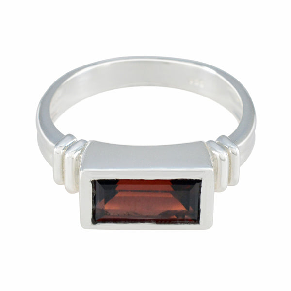Garnet Solitaire Moroccan 925 Silver Red Gems Minimal Boho Ring Jewelry