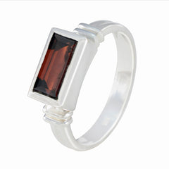 Garnet Solitaire Moroccan 925 Silver Red Gems Minimal Boho Ring Jewelry