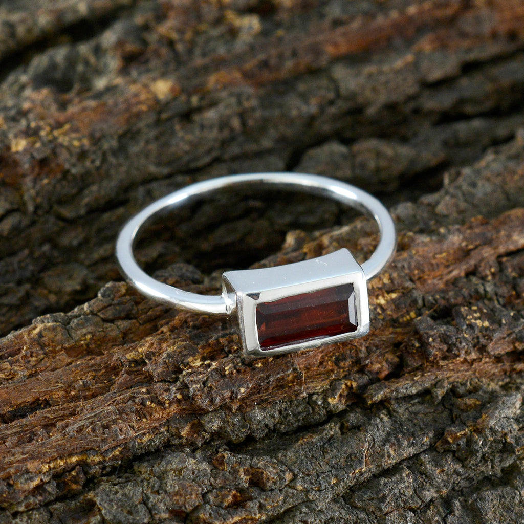 Garnet Solitaire Turkish 925 Sterling Silver Red Gems Delicate Trendy Ring Jewelry