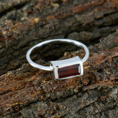 Garnet Solitaire Turkish 925 Sterling Silver Red Gems Delicate Trendy Ring Jewelry