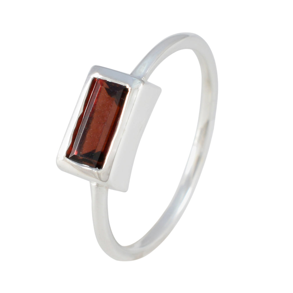 Garnet Solitaire Turkish 925 Sterling Silver Red Gems Delicate Trendy Ring Jewelry