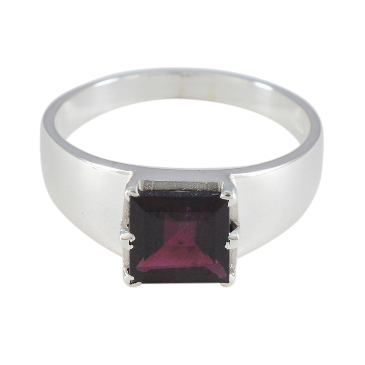 Garnet Solitaire French Silver Red Gemstones Minimal Glamorous Ring Jewellery Hoofdafbeelding
