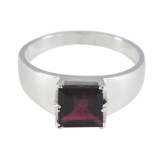 Garnet Solitaire French Silver Red Gemstones Minimal Glamorous Ring Jewellery