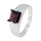 Garnet Solitaire French Silver Red Gemstones Minimal Glamorous Ring Jewellery