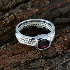 Garnet Solitaire Middle Eastern Silver Red Gems Mid weight Rope Wire Band Jewelry