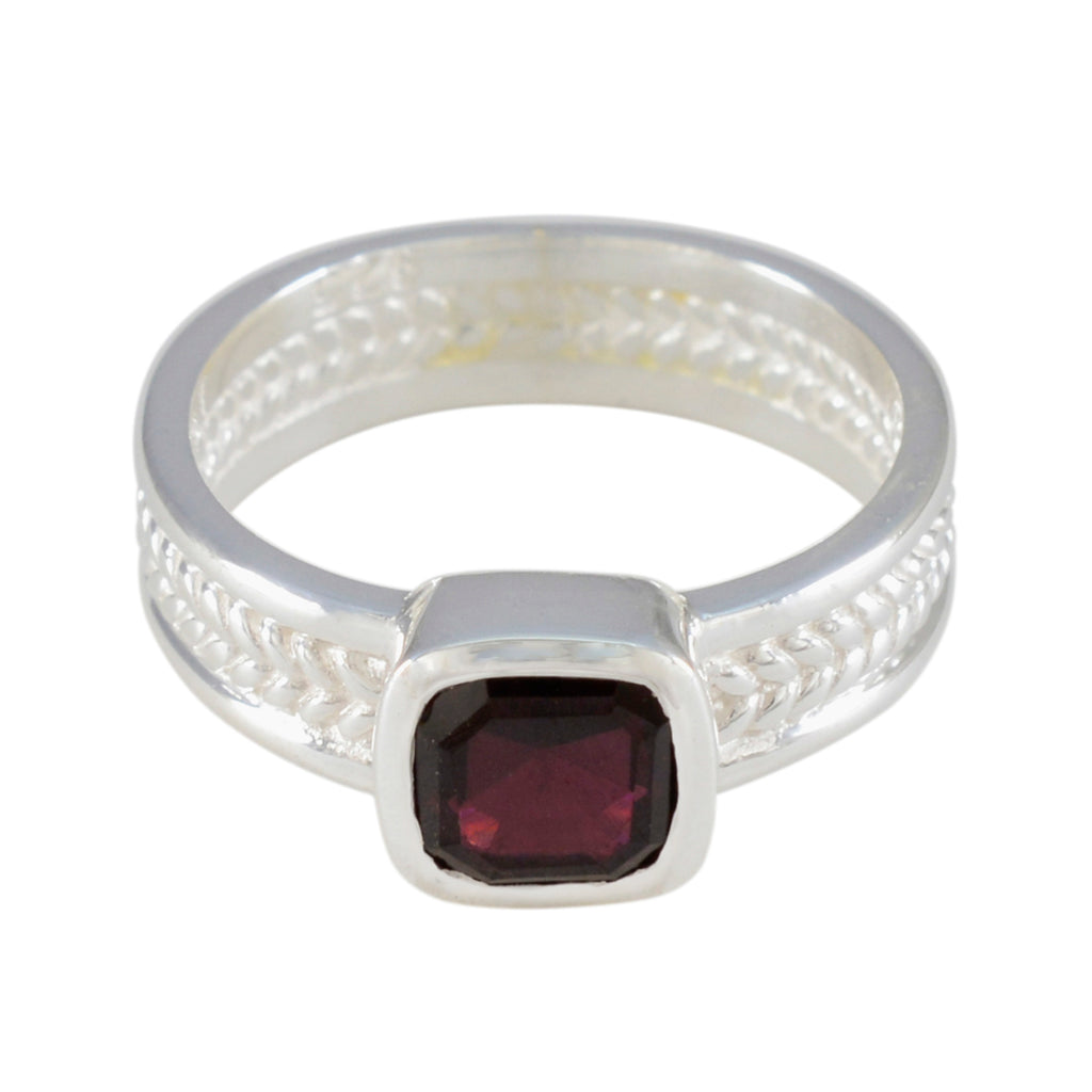 Garnet Solitaire Middle Eastern Silver Red Gems Mid weight Rope Wire Band Jewelry