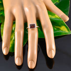Garnet Solitaire American 925 Silver Red Gemstones Dainty Contemporary Ring Jewellery