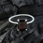 Garnet Solitaire Korean Sterling Silver Red Gemstones Delicate Twist Ring Jewellery