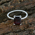Garnet Solitaire Korean Sterling Silver Red Gemstones Delicate Twist Ring Jewellery