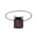 Garnet Solitaire Korean Sterling Silver Red Gemstones Delicate Twist Ring Jewellery