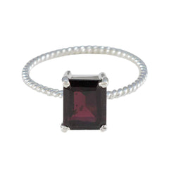 Garnet Solitaire Korean Sterling Silver Red Gemstones Delicate Twist Ring Jewellery