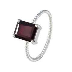 Garnet Solitaire Korean Sterling Silver Red Gemstones Delicate Twist Ring Jewellery