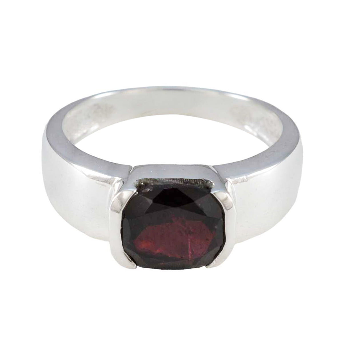 Garnet Solitaire Moroccan 925 Silver Red Gemstones Minimal Luxurious Ring Jewelry Imagen principal del producto