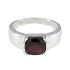 Garnet Solitaire Moroccan 925 Silver Red Gemstones Minimal Luxurious Ring Jewelry
