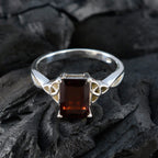 Garnet Solitaire French 925 Sterling Silver Red Gemstone Featherlight Boho Ring Jewelry