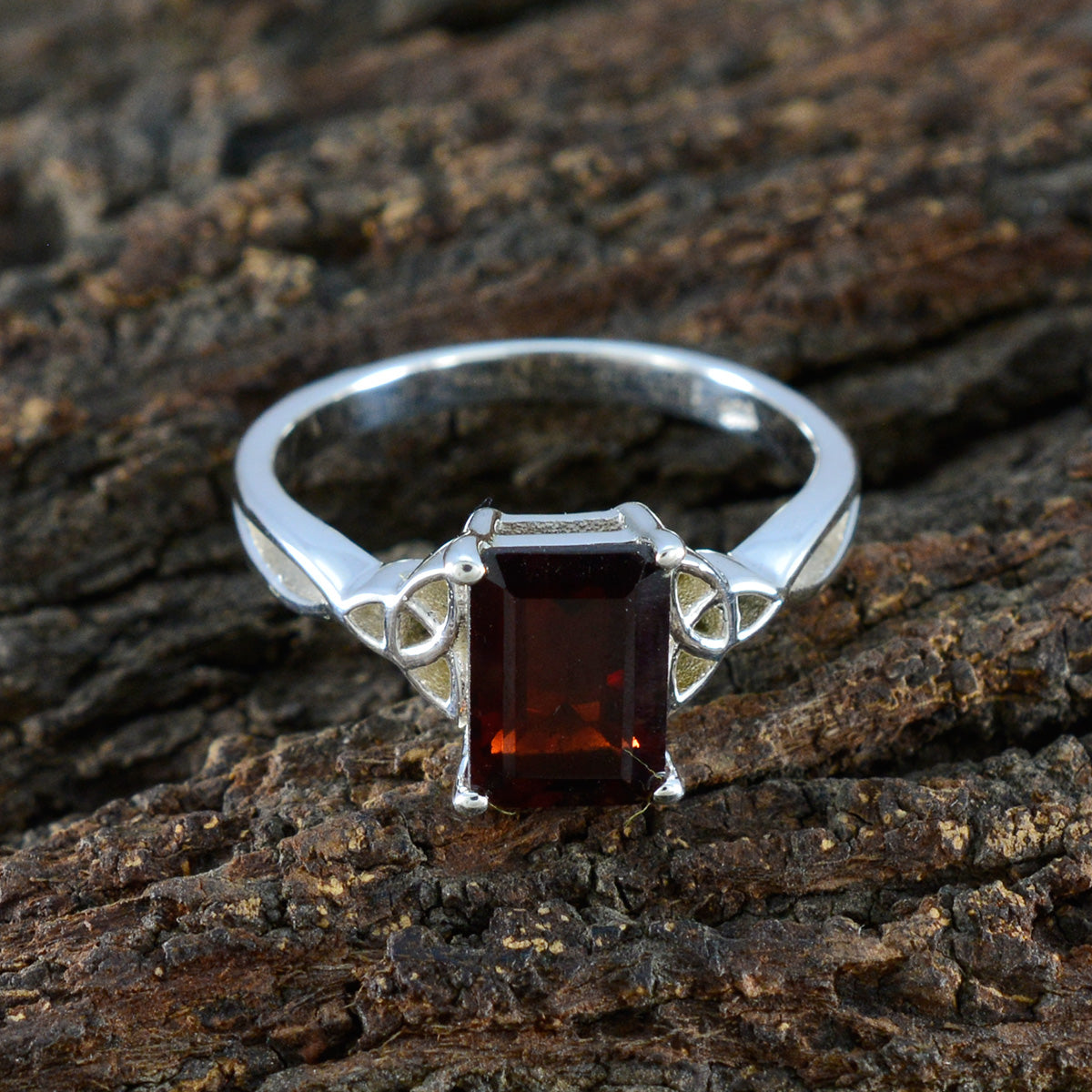 Garnet Solitaire French 925 Sterling Silver Red Gemstone Featherlight Boho Ring Jewelry