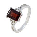 Garnet Solitaire French 925 Sterling Silver Red Gemstone Featherlight Boho Ring Jewelry