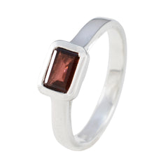 Garnet Solitaire French Sterling Silver Red Gems Featherlight Contemporary Ring Jewellery