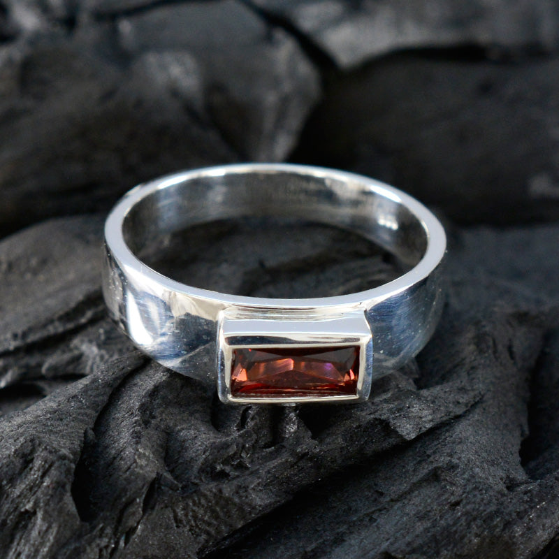 Garnet Solitaire Moroccan 925 Silver Red Gems Slim Artisan Ring Jewellery