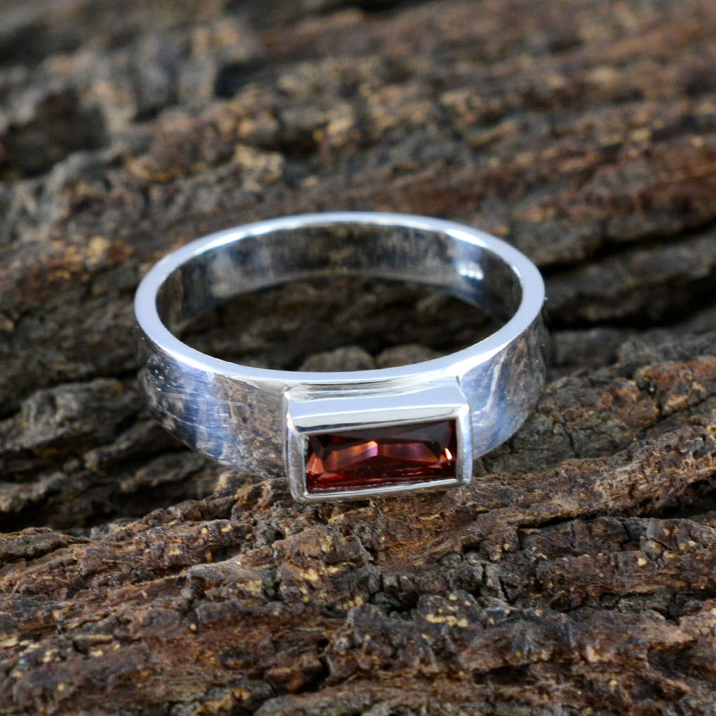 Garnet Solitaire Moroccan 925 Silver Red Gems Slim Artisan Ring Jewellery