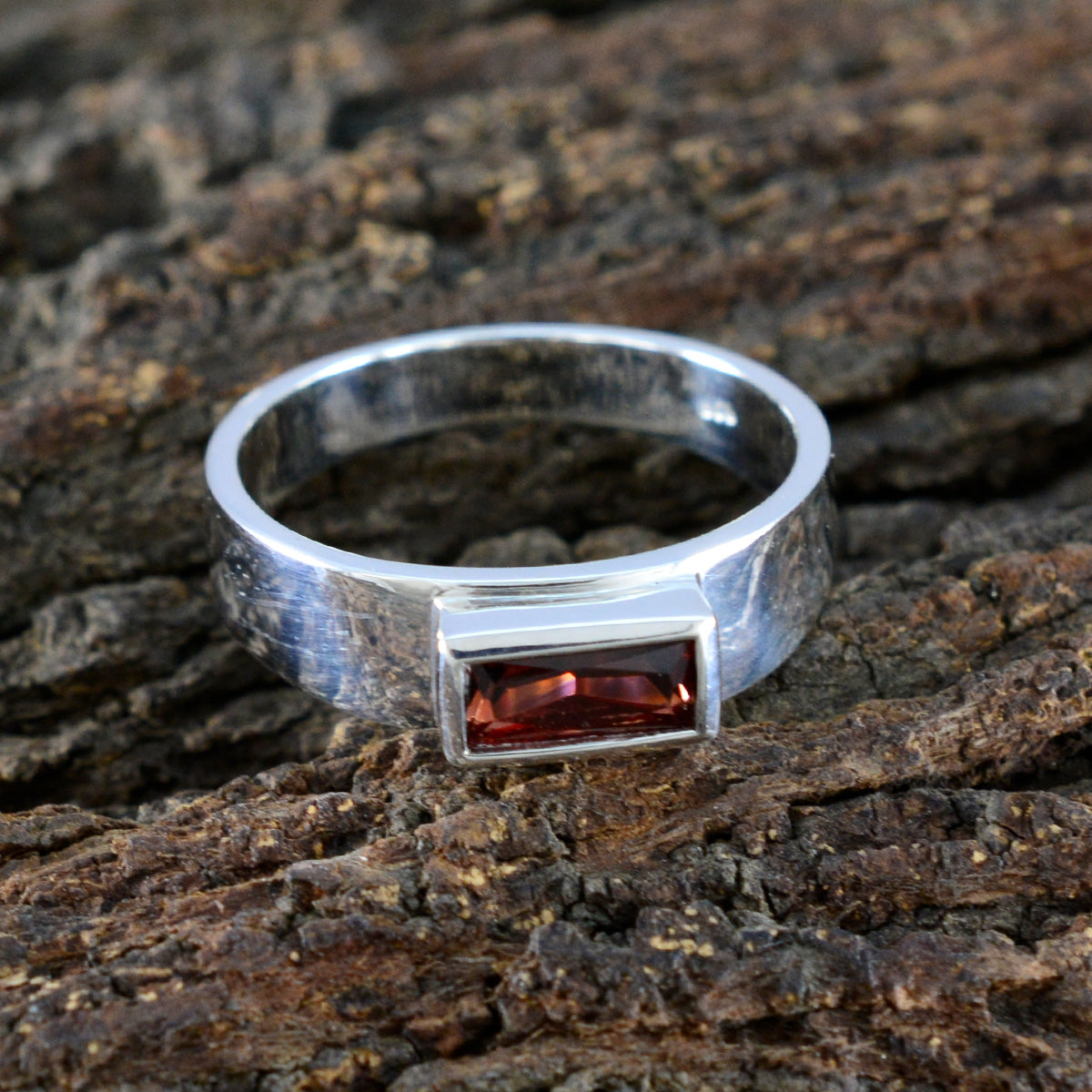 Garnet Solitaire Moroccan 925 Silver Red Gems Slim Artisan Ring Jewellery