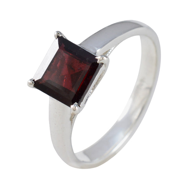 Garnet Solitaire Egyptian Silver Red Gems Featherlight Boho Ring Jewellery
