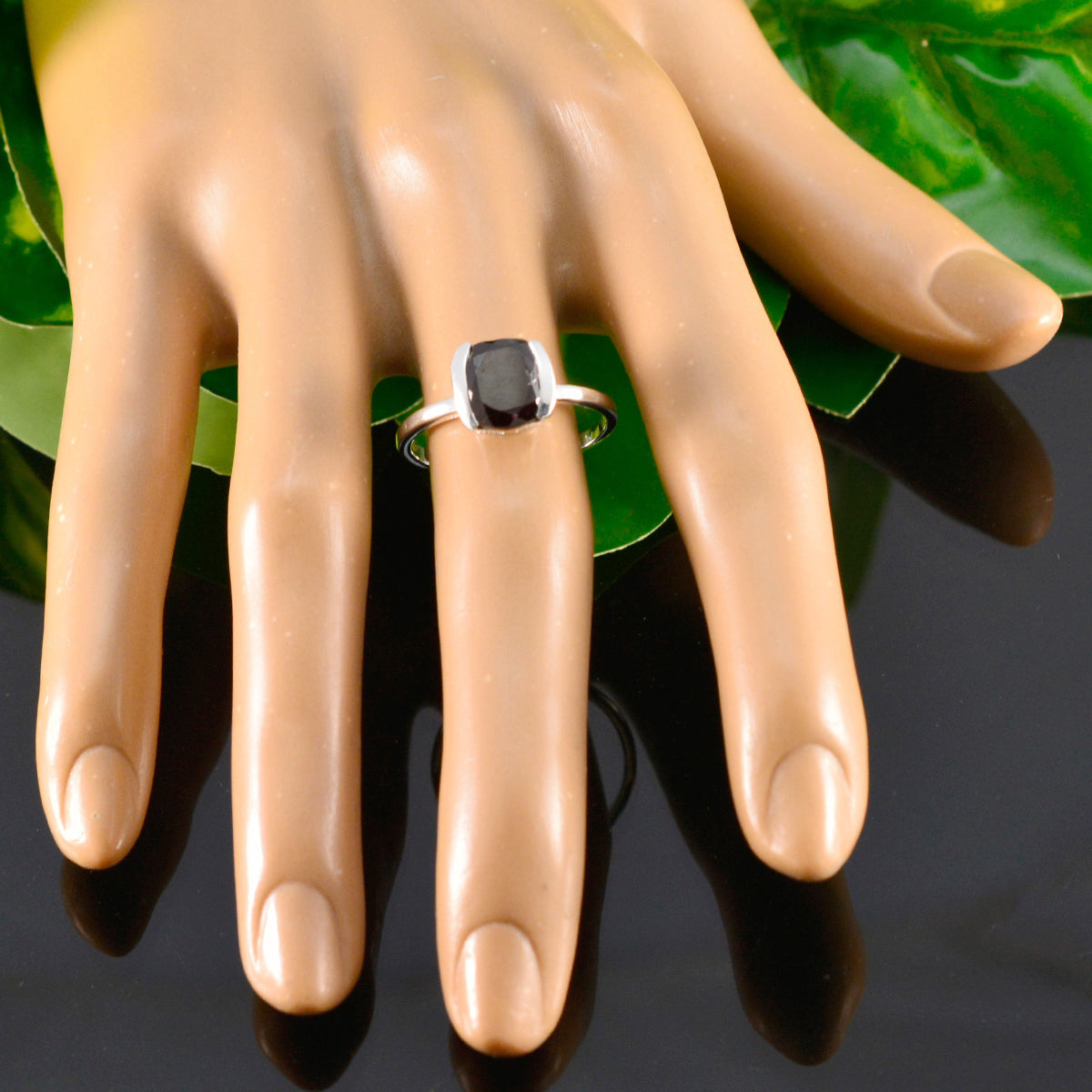 Garnet Solitaire American Silver Red Gemstones Whisper thin Graceful Ring Jewelry