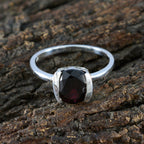 Garnet Solitaire American Silver Red Gemstones Whisper thin Graceful Ring Jewelry